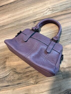 Compact Purple Leather Mini Satchel - Elegant Everyday Carry
